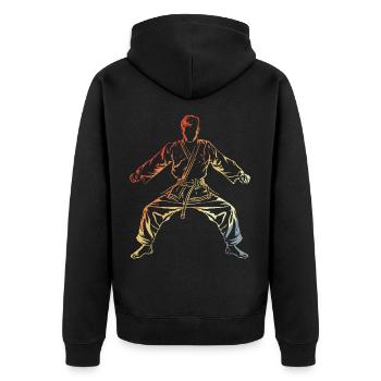 Karate Junge Skizze Vintage - Unisex Premium Bio Zip Hoodie - Schwarz - Hinten - Nico (187cm)