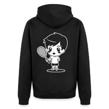 Badminton Kid Dessin animé - Veste à capuche bio Premium Unisexe - noir - Dos - Nico (187cm)
