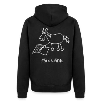 färt wählt, Pferd wählt, Wahlen, Wahl, Pferde - Unisex Premium Bio Zip Hoodie - Schwarz - Hinten - Nico (187cm)