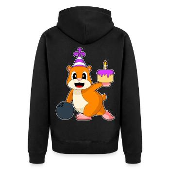 Hamster Birthday Bowling - Unisex Premium Organic Zip Hoodie - black - Back - Nico (187cm)