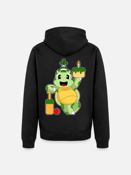 Turtle Birthday Cricket - Unisex Premium Organic Zip Hoodie - black