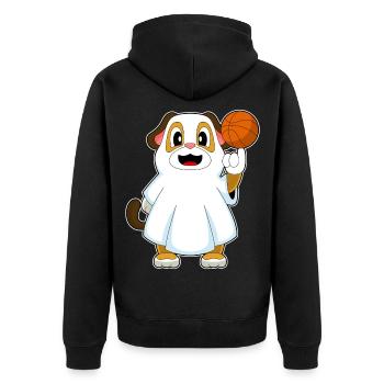 Hund Halloween Basketball - Unisex Premium Bio Zip Hoodie - Schwarz - Hinten - Nico (187cm)