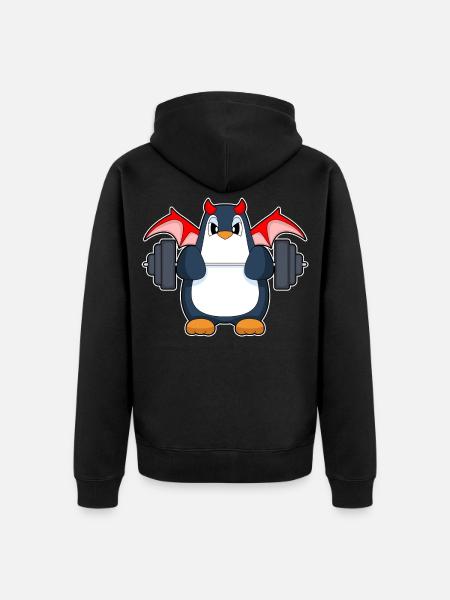 Pingouin Halloween Musculation - Veste à capuche bio Premium Unisexe - noir