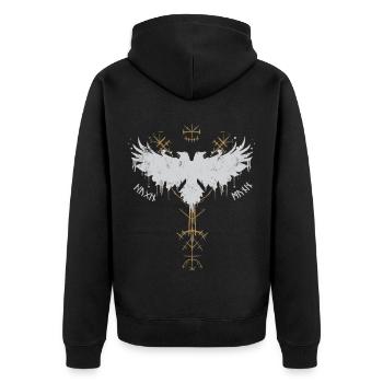 Vikings - Hugin et Munin - Les corbeaux d’Odin - Veste à capuche bio Premium Unisexe - noir - Dos - Nico (187cm)