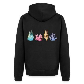 Vibrant Coral Reef - Unisex Premium Organic Zip Hoodie - black - Back - Nico (187cm)