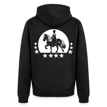 Islandpferde Reiterin auf Islandpferd Damen Frauen - Unisex Premium Bio Zip Hoodie - Schwarz - Hinten - Nico (187cm)