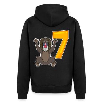 Motif Singe 7ème Anniversaire - 7 ans - Veste à capuche bio Premium Unisexe - noir - Dos - Nico (187cm)