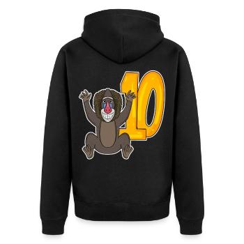 10. Geburtstag Motiv Affe - zehn - 10 Jahre - Unisex Premium Bio Zip Hoodie - Schwarz - Hinten - Nico (187cm)