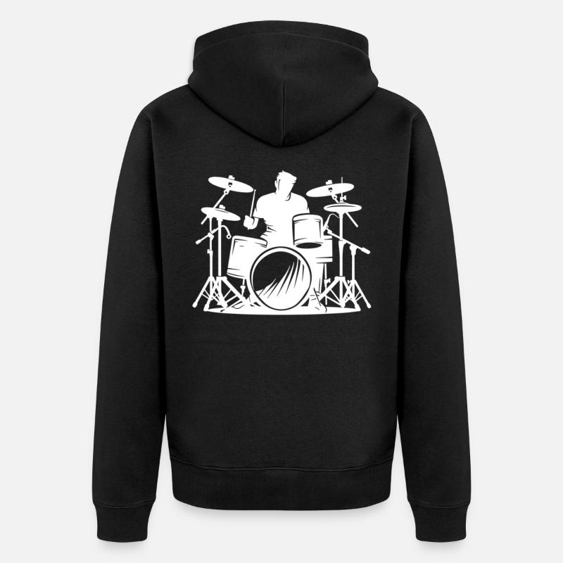 Croquis du batteur - Veste à capuche bio Premium Unisexe - noir