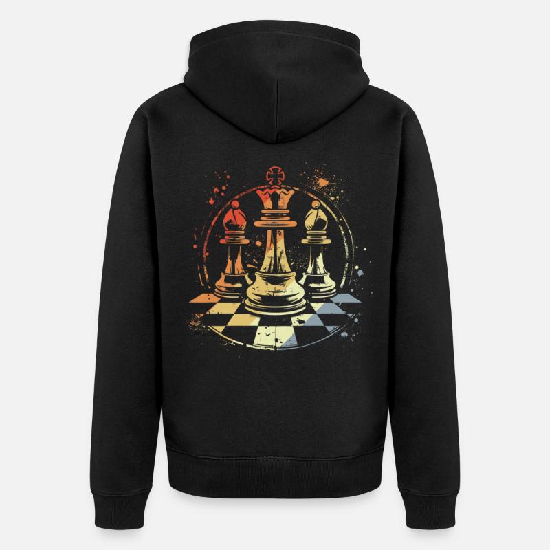 Pièces d’échecs rétro - Veste à capuche bio Premium Unisexe - noir
