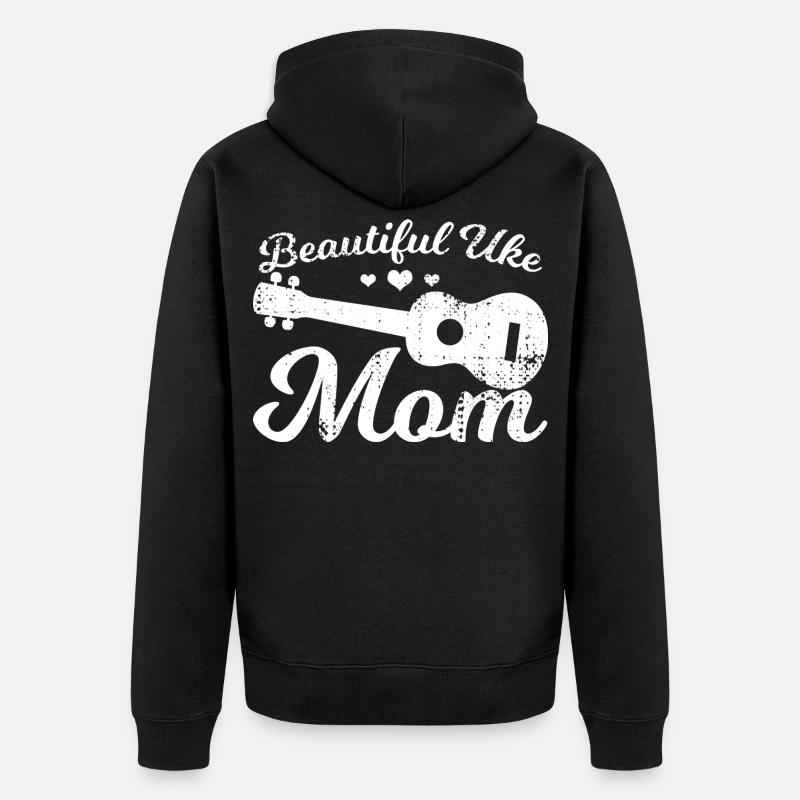 Ukulele Mutter - Unisex Premium Bio Zip Hoodie - Schwarz