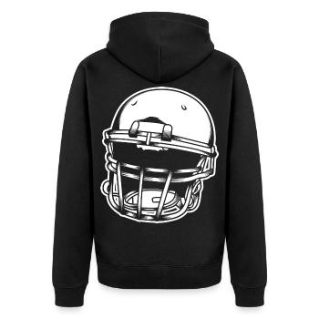 Football Helm - Unisex Premium Bio Zip Hoodie - Schwarz - Hinten - Nico (187cm)