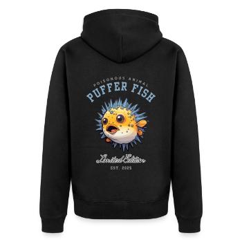 puffer fish with spines on its body inflating - Unisex Premium Organic Zip Hoodie - black - Back - Nico (187cm)