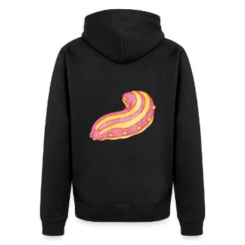 Neugierige Seegurke - Unisex Premium Bio Zip Hoodie - Schwarz - Hinten - Nico (187cm)