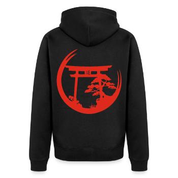 Ambiance japonaise (rouge) - Veste à capuche bio Premium Unisexe - noir - Dos - Nico (187cm)