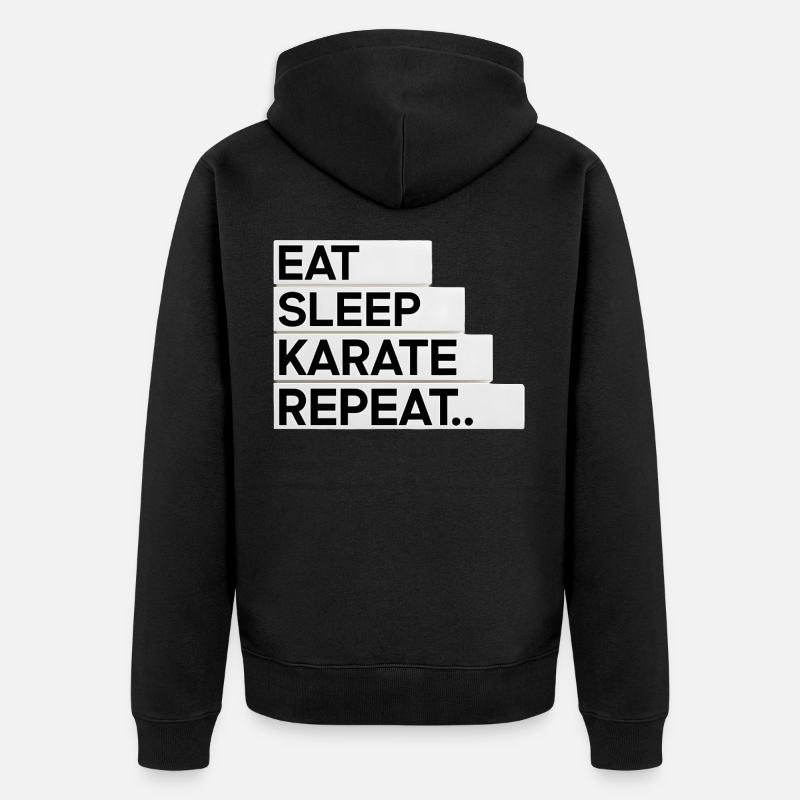 Eat. Sleep. Karate. Repeat... - Unisex Premium Bio Zip Hoodie - Schwarz