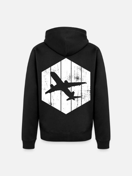 Airplanes Sketch - Unisex Premium Organic Zip Hoodie - black