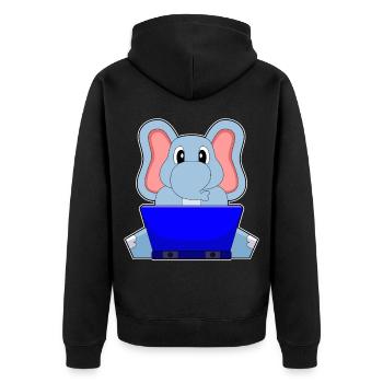 Elephant Laptop - Unisex Premium Organic Zip Hoodie - black - Back - Nico (187cm)