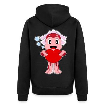 Krake Braut Herz Hochzeit - Unisex Premium Bio Zip Hoodie - Schwarz - Hinten - Nico (187cm)