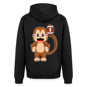 Monkey American Football Sports - Unisex Premium Organic Zip Hoodie - black - Back - Nico (187cm)