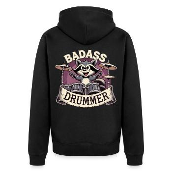 Badass Drummer Raton laveur Cadeau cool - Veste à capuche bio Premium Unisexe - noir - Dos - Nico (187cm)