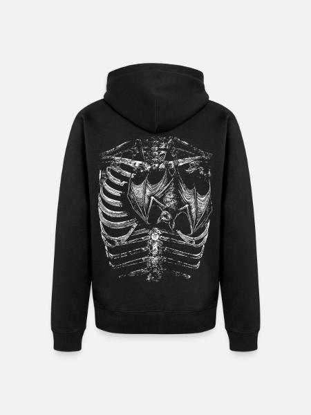 X-Ray Skeleton Body with Bat - Unisex Premium Organic Zip Hoodie - black