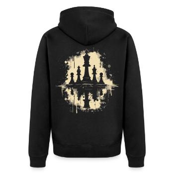 Schachfiguren Graffiti - Unisex Premium Bio Zip Hoodie - Schwarz - Hinten - Nico (187cm)