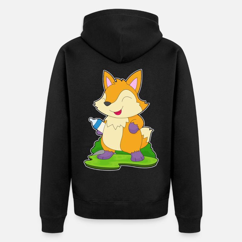 Fox Lait Biberon - Veste à capuche bio Premium Unisexe - noir
