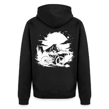 Mountainbiken - Unisex Premium Bio Zip Hoodie - Schwarz - Hinten - Nico (187cm)