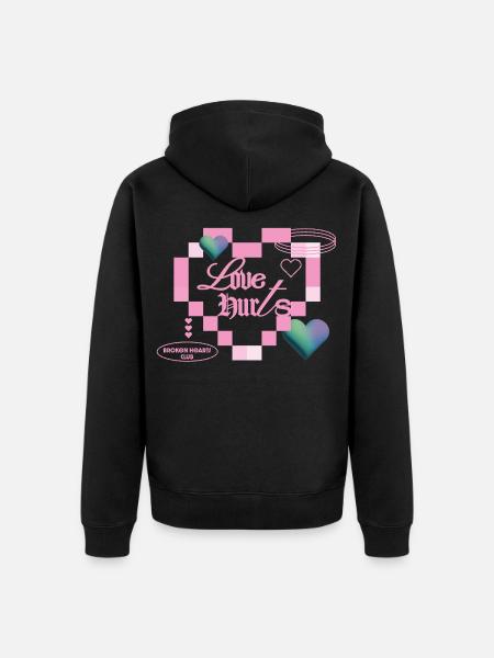 Love hurts - Unisex Premium Organic Zip Hoodie - black