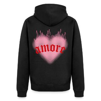 L’amour brûlant - Veste à capuche bio Premium Unisexe - noir - Dos - Nico (187cm)