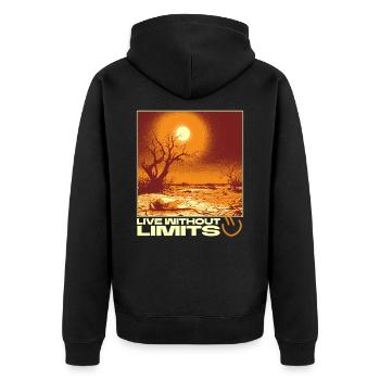 Live Without Limits – Surreal Desert Scene - Unisex Premium Organic Zip Hoodie - black - Back - Nico (187cm)