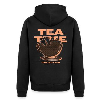 Tea Time – Relaxing Time Out - Unisex Premium Organic Zip Hoodie - black - Back - Nico (187cm)
