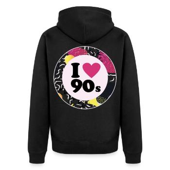 I ♥ 90s – Design rétro nostalgique - Veste à capuche bio Premium Unisexe - noir - Dos - Nico (187cm)