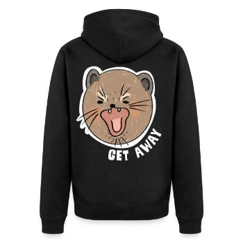 Get Away – Motif animalier drôle et agacé - Veste à capuche bio Premium Unisexe - noir - Dos - Nico (187cm)