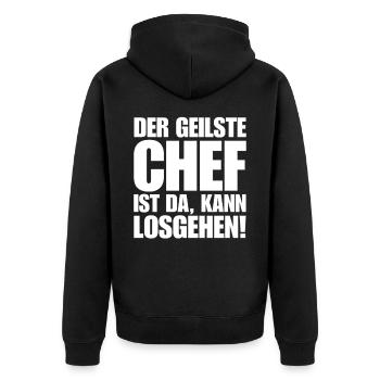 Lustiger Chef spruch stolzer Chef der Beste Chef - Unisex Premium Bio Zip Hoodie - Schwarz - Hinten - Nico (187cm)