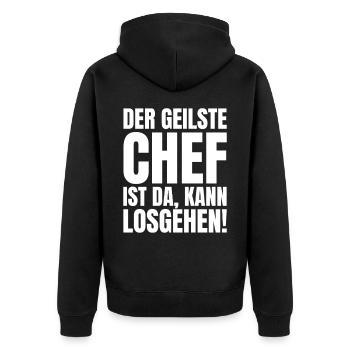 Lustiger Chef spruch der beste stolze Chef Humor - Unisex Premium Bio Zip Hoodie - Schwarz - Hinten - Nico (187cm)