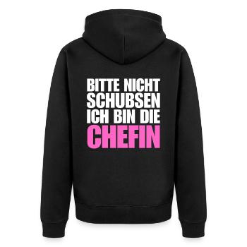 lustiger chefin spruch beste stolze chefin humor - Unisex Premium Bio Zip Hoodie - Schwarz - Hinten - Nico (187cm)