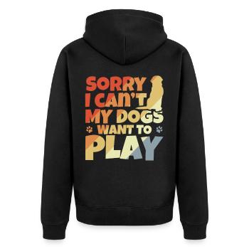Hundehalter Witz - Unisex Premium Bio Zip Hoodie - Schwarz - Hinten - Nico (187cm)
