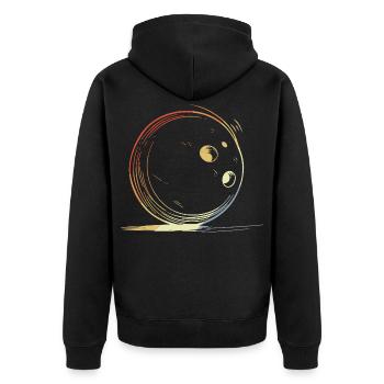 Bowling Retro Look - Unisex Premium Bio Zip Hoodie - Schwarz - Hinten - Nico (187cm)