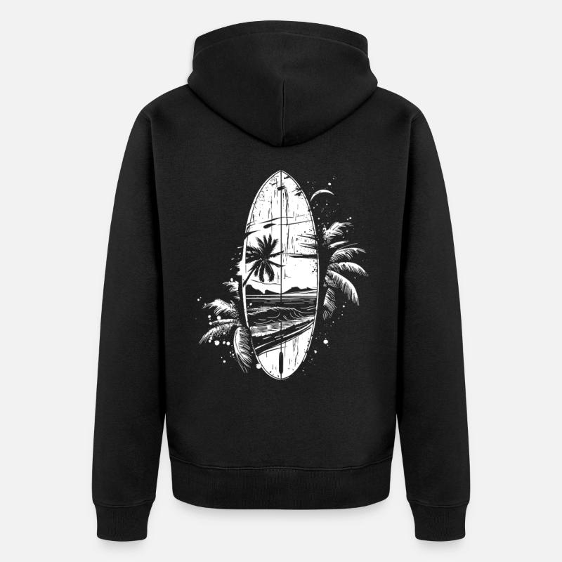 Portrait de planche de surf - Veste à capuche bio Premium Unisexe - noir