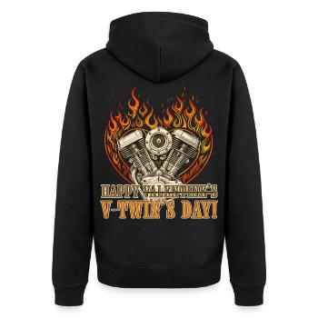 Happy V-Twin’s Day for Chopper Lovers - Unisex Premium Organic Zip Hoodie - black - Back - Nico (187cm)