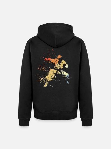 Karate Boy Graphic - Unisex Premium Organic Zip Hoodie - black
