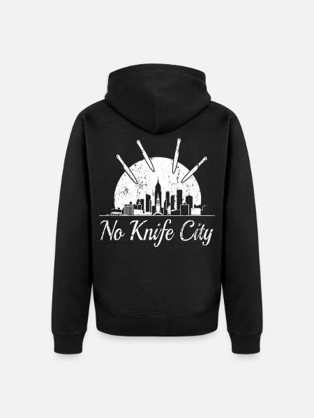 No knife city, - Unisex Premium Organic Zip Hoodie - black