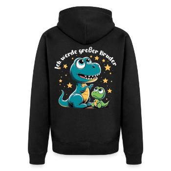 T-Rex Baby Dino Großer Bruder Dinobaby Geschenk - Unisex Premium Bio Zip Hoodie - Schwarz - Hinten - Nico (187cm)