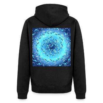 Meeres-Galaxie - Unisex Premium Bio Zip Hoodie - Schwarz - Hinten - Nico (187cm)