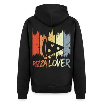 Amateur de pizza vintage - Veste à capuche bio Premium Unisexe - noir - Dos - Nico (187cm)