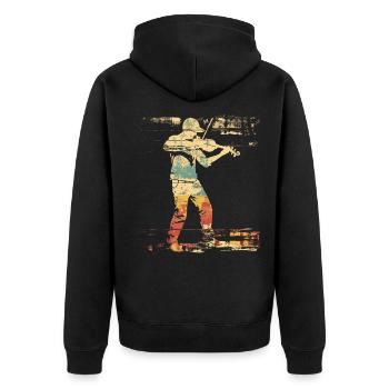 Geige Comic-Stil - Unisex Premium Bio Zip Hoodie - Schwarz - Hinten - Nico (187cm)