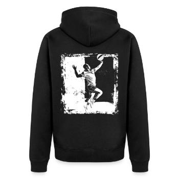 Volleyballer Skizze - Unisex Premium Bio Zip Hoodie - Schwarz - Hinten - Nico (187cm)
