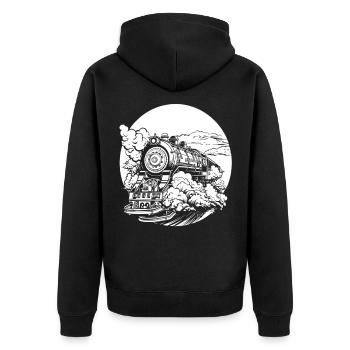 Train - Unisex Premium Organic Zip Hoodie - black - Back - Nico (187cm)